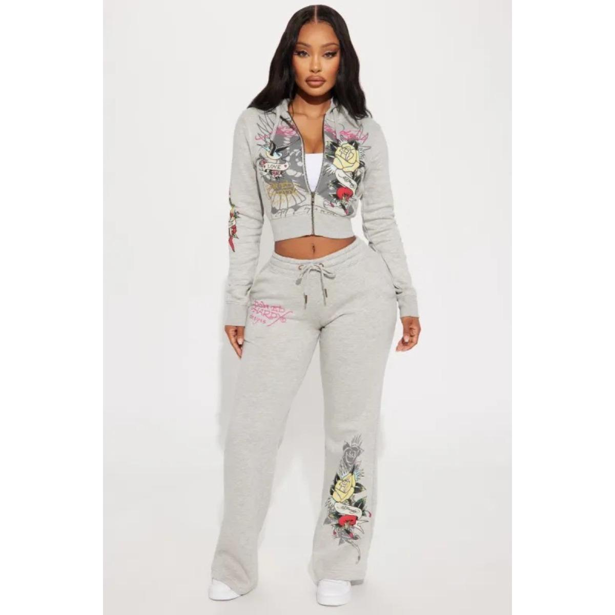 

LUXEON European and American Fashion Fashion Design Women s Spring and Autumn Positioning Printed Suit 4XL сірий
