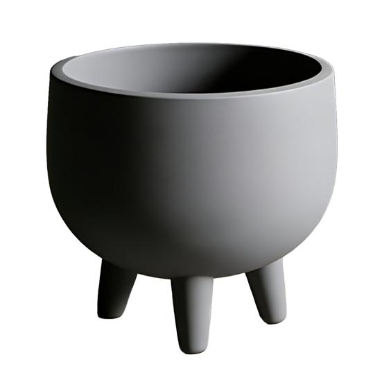 

Flowerpot Ornaments 3D Printed Wide Mouth Large Capacity Planter Matte Three-Legged Elevated Base Flower Pot for Indoor Outdoor серый