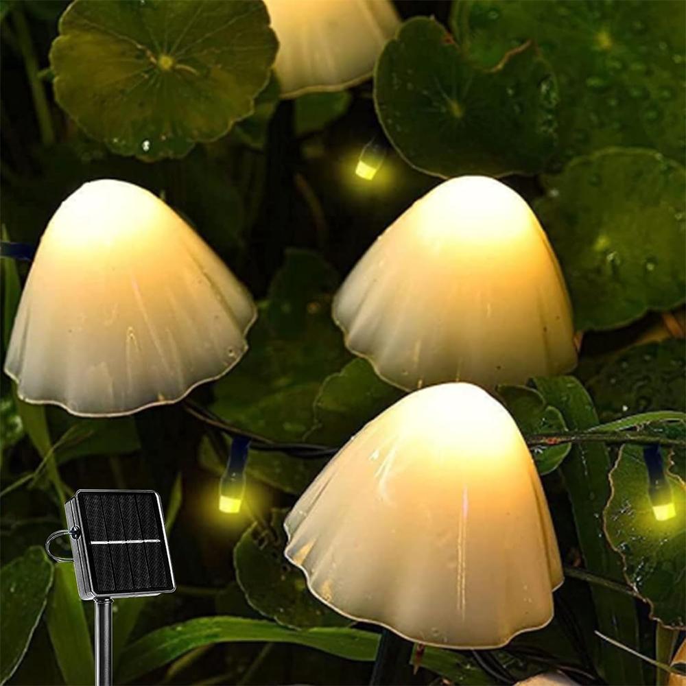 30 LED Solar String Lights Fairy Path Lawn Landscape Mushroom Lamp Outdoor Christmas Garden Patio Garland Street Decoration