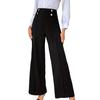Women Pants High Waisted Wide Straight Leg Trousers Spring Autumn Casual Trousers with Button Detail for Work Daily Wear