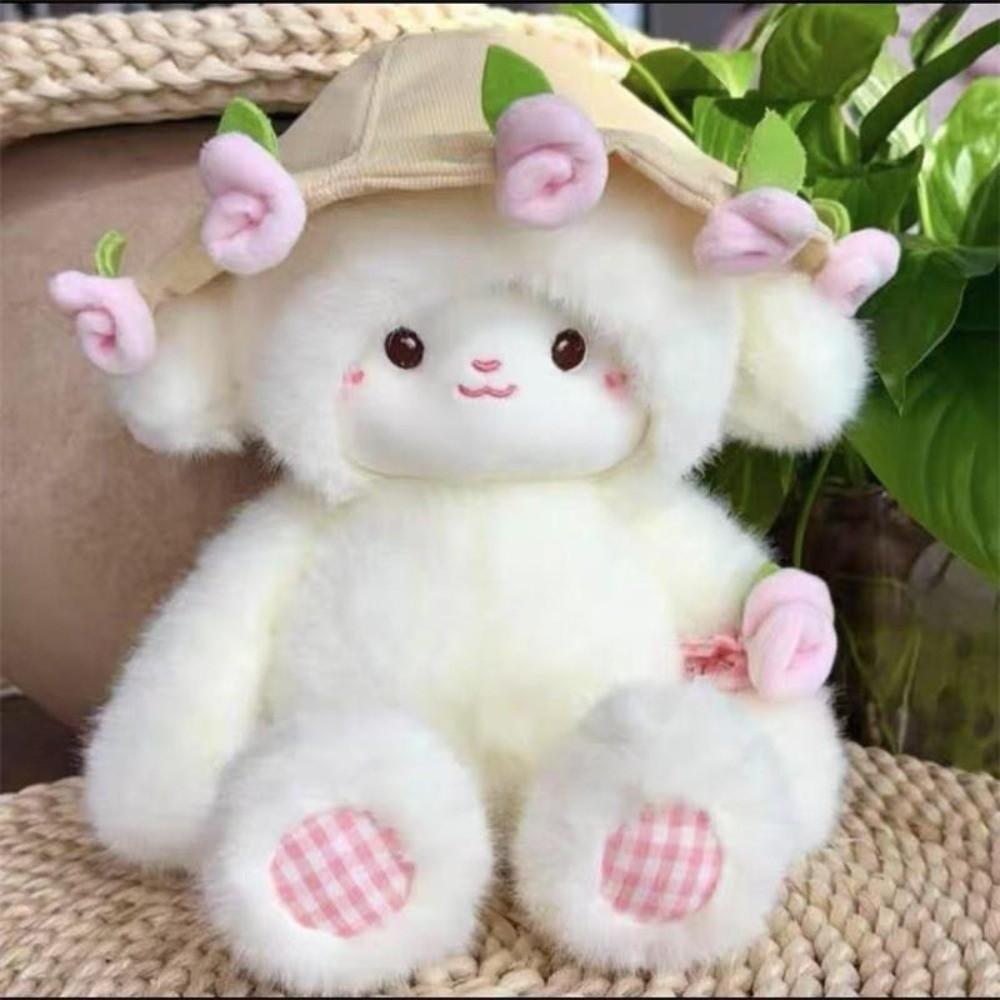 Rose Flower Plush Sheep Doll Creative Sheep Doll Magnetic Hugging Lamb Bear Doll Rose Hat Plush Toy Girl Kids Birthday Gift