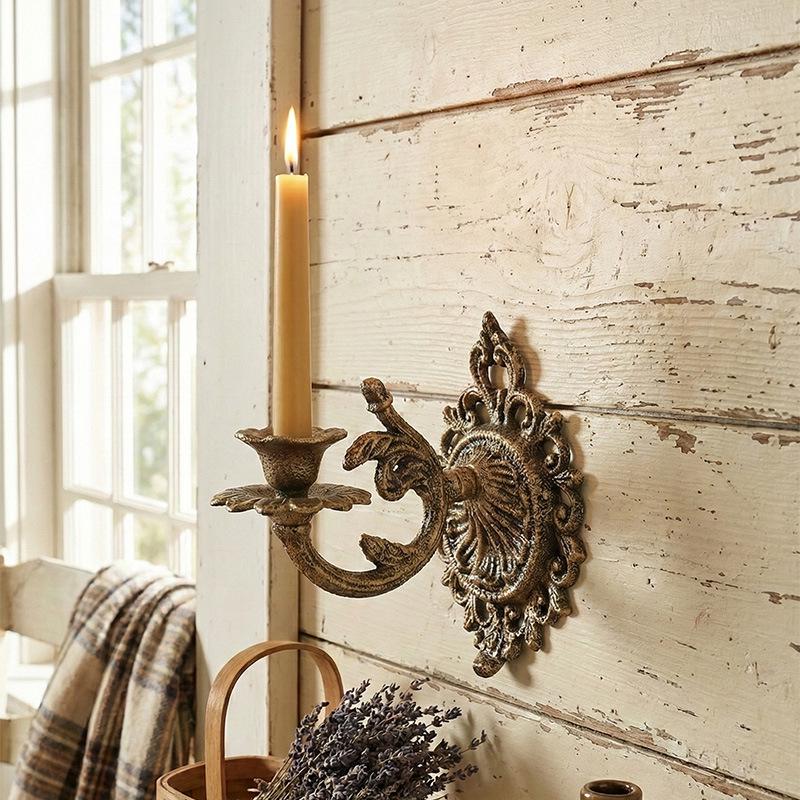 European Retro Geometric Wall-Mounted Candle Holder for Hotel and Restaurant Décor