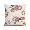 Watercolor Illustration of Octopus Squid Digital Printing Short Plush Pillow Covers for Car Sofa Office Cushion Cover Home Goods