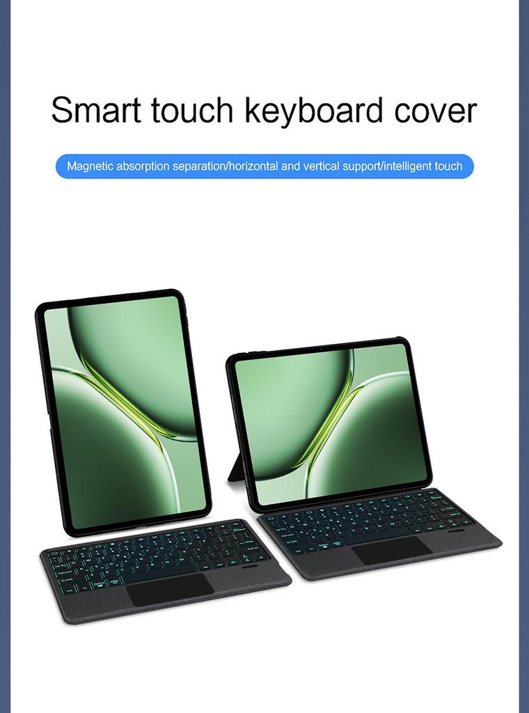 Compatible OPPO Pad3 Pro 12.1" Split Screen Bluetooth Keyboard Leather Case with Backlit Touch