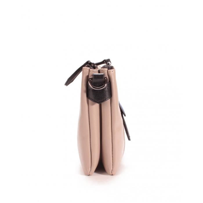 Sac Bandoulière - Thierry Mugler - Charme 10 - Taupe/Noir/Bleu - Compartiments Zippés - Élégant