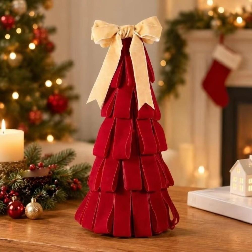 Handmade Velvet Christmas Tree Ornament DIY Tabletop Xmas Tree Home Decoration