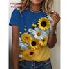 Damen-T-Shirt - Muster mit Sonnenblumen- und Gänseblümchen-Bouquet