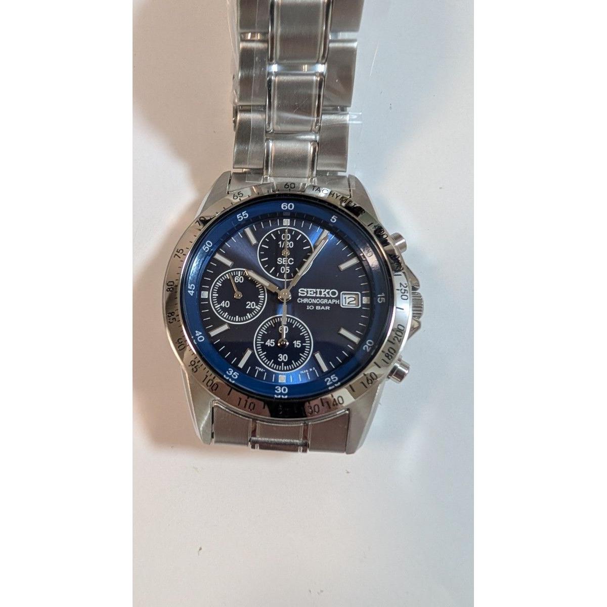 New/in-stock only SEIKO Chronograph 10 BAR blue dial wristwatch