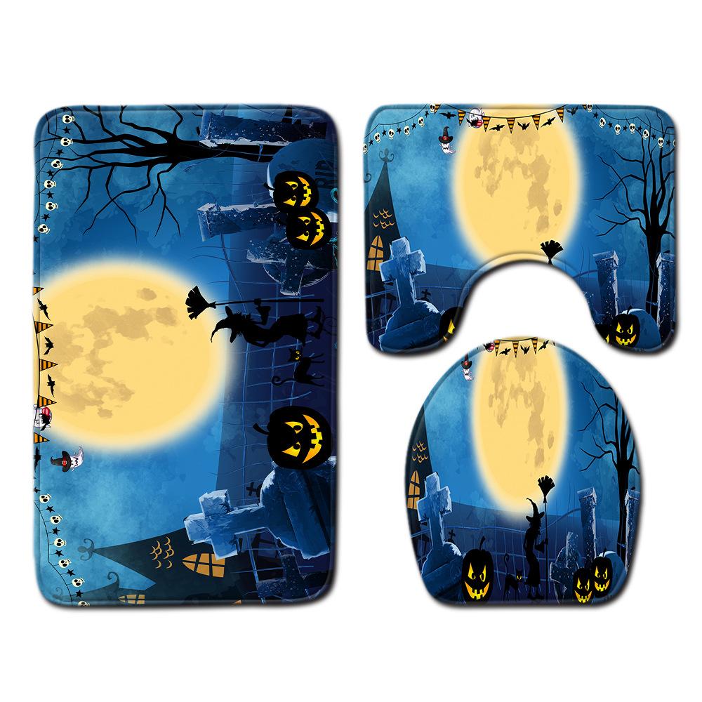 Halloween Toilet Three-Piece Floor Mat Bathroom Three-Piece Carpet Doormat