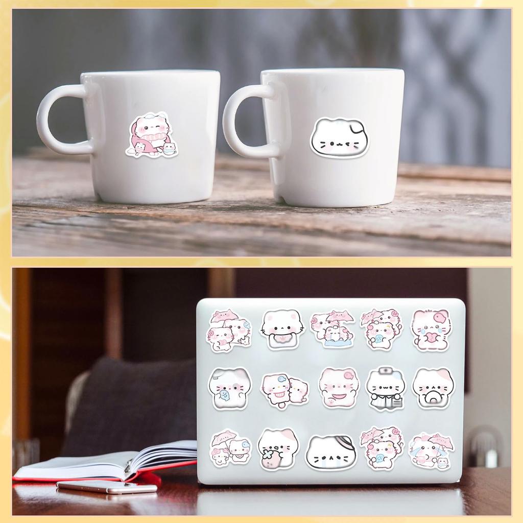 64 Cartoon Rain Fog Kitten Graffiti Stickers Decorative Guitar Notebook Suitcase DIY Waterproof