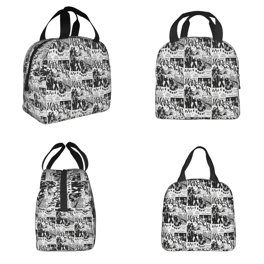 Maneskin Band Rock Musical Insulated Lunch Bag for Women Kids Leakproof Food Boxes Thermal Lunch Box Tote