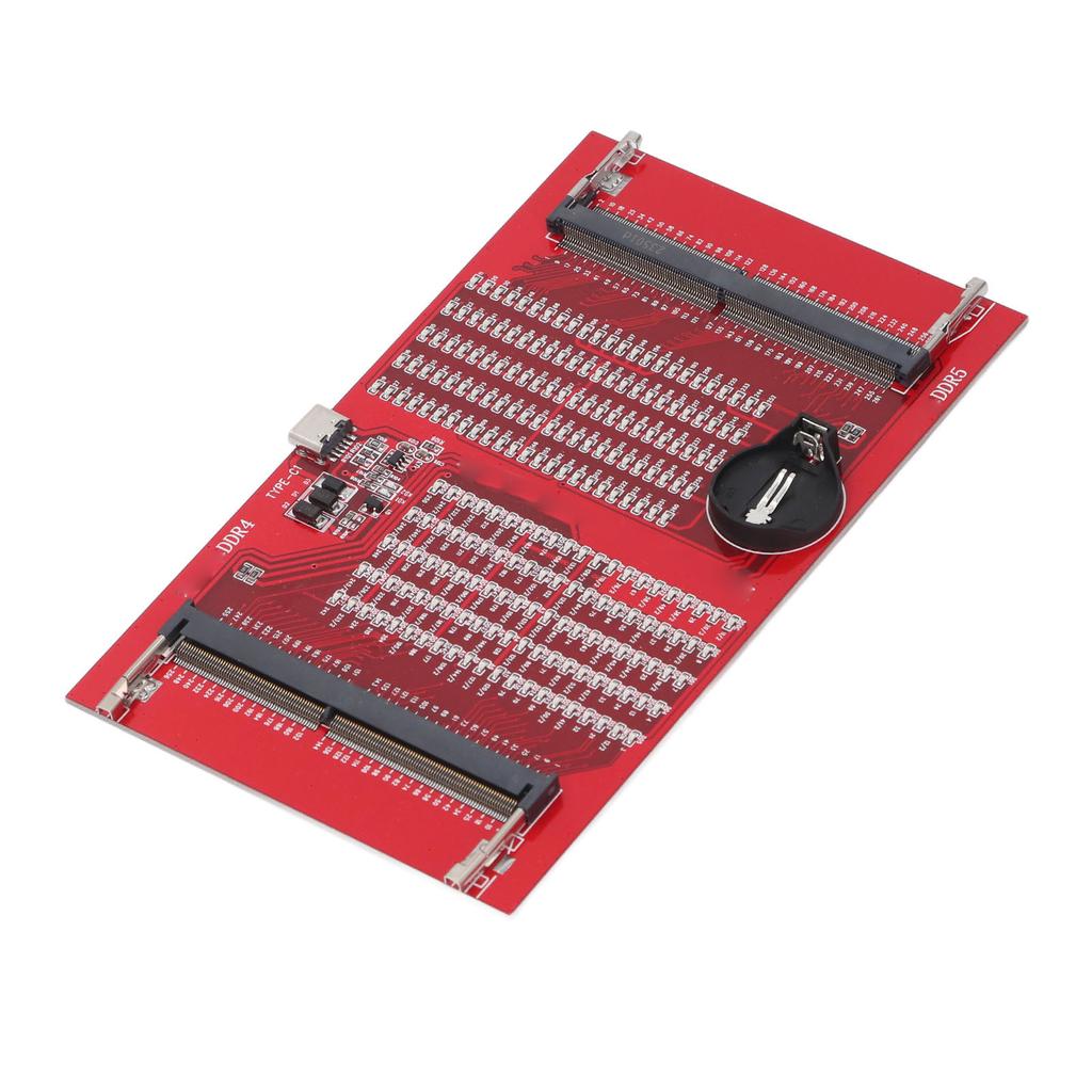 RAM Memory Tester Card DDR4 DDR5 2 in 1 Slot Diagnostic Analyzer for Laptop with LED Light Red