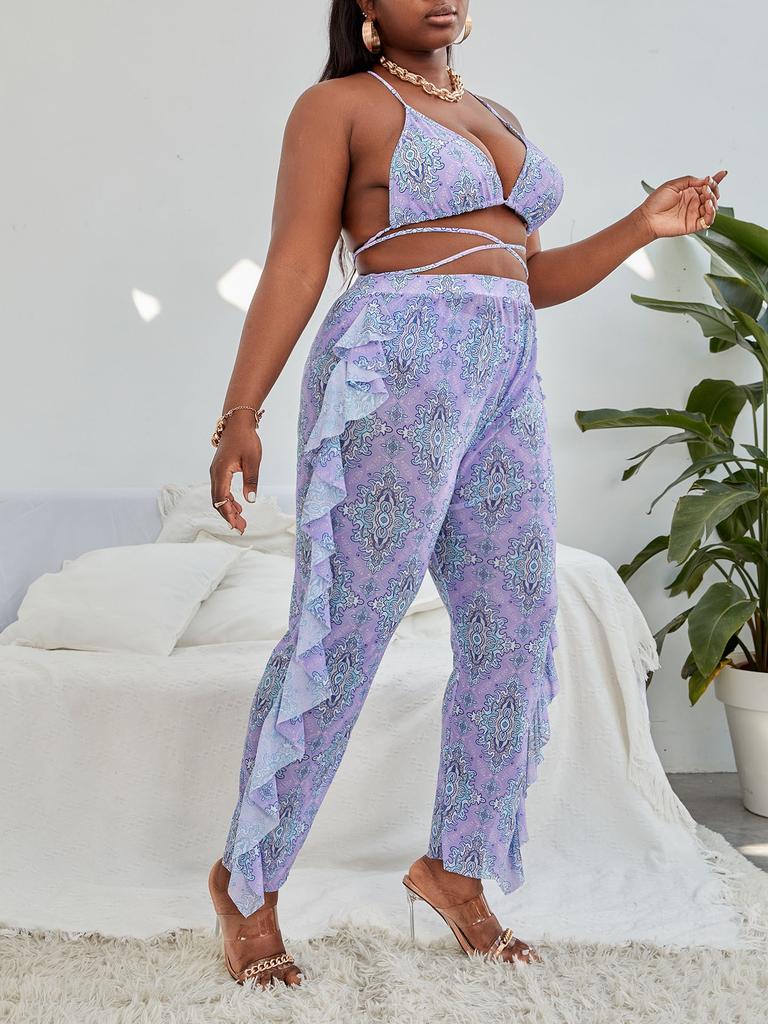 Plus Size Bikinis Set for Fat Women Sexy Swimwear Women High Quality Polyester Swimsuit Women Print Bathing Suit Women Summer