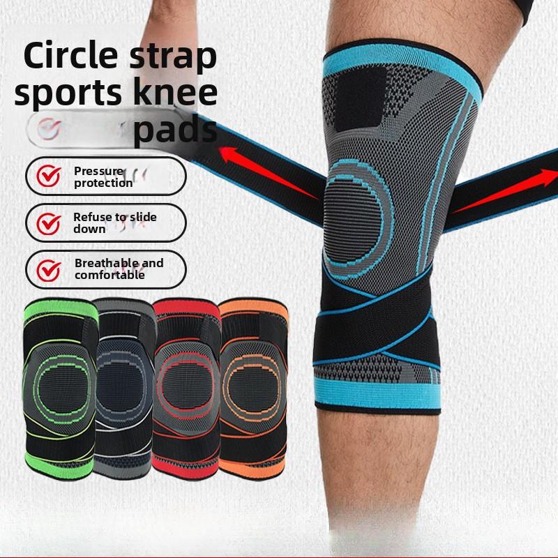 Straps Knee Pads Sports Riding Pressurized Leggings Circle Nylon Knitted Knee Pads Joint Anti-Slip Protector