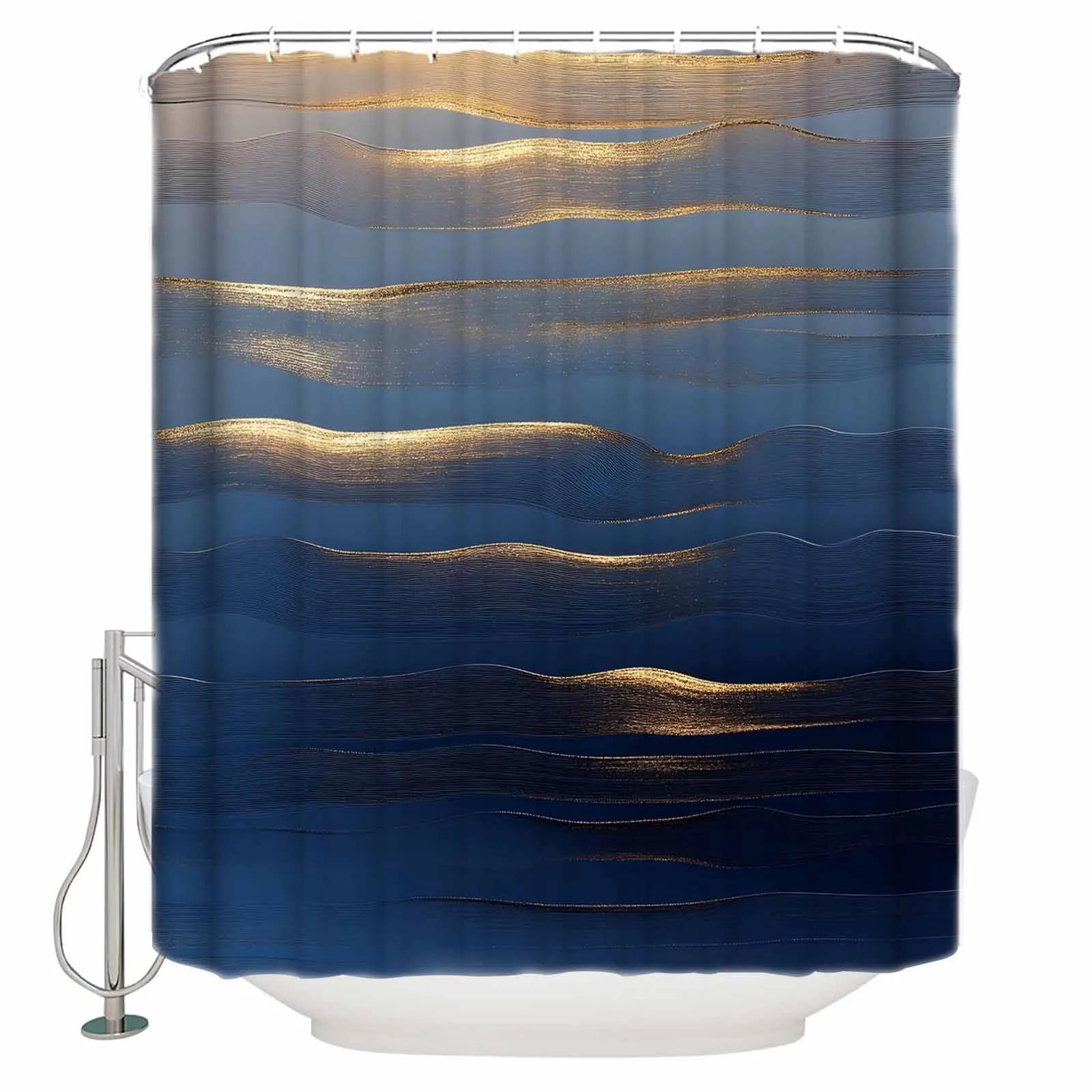 

Blue Modernism Abstract Art Shower Curtains Waterproof Bath Curtains Home Decor Modern Luxury Bathroom Curtain W60H190(CM)-1 Pcs