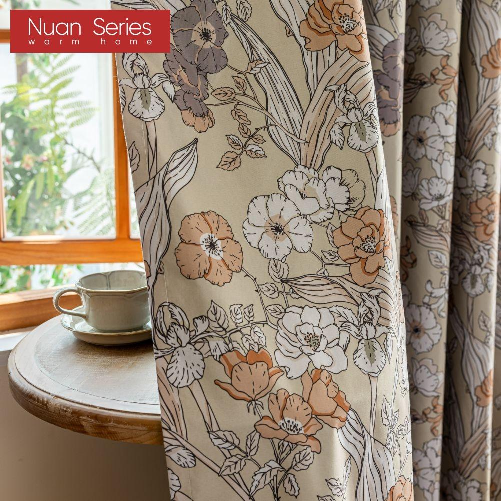 1PC Nuan Series French Romantic Antique Style Curtains with Printed Full Blackout Curtains for Bedroom Living Room Balcony Window for Home Decor
