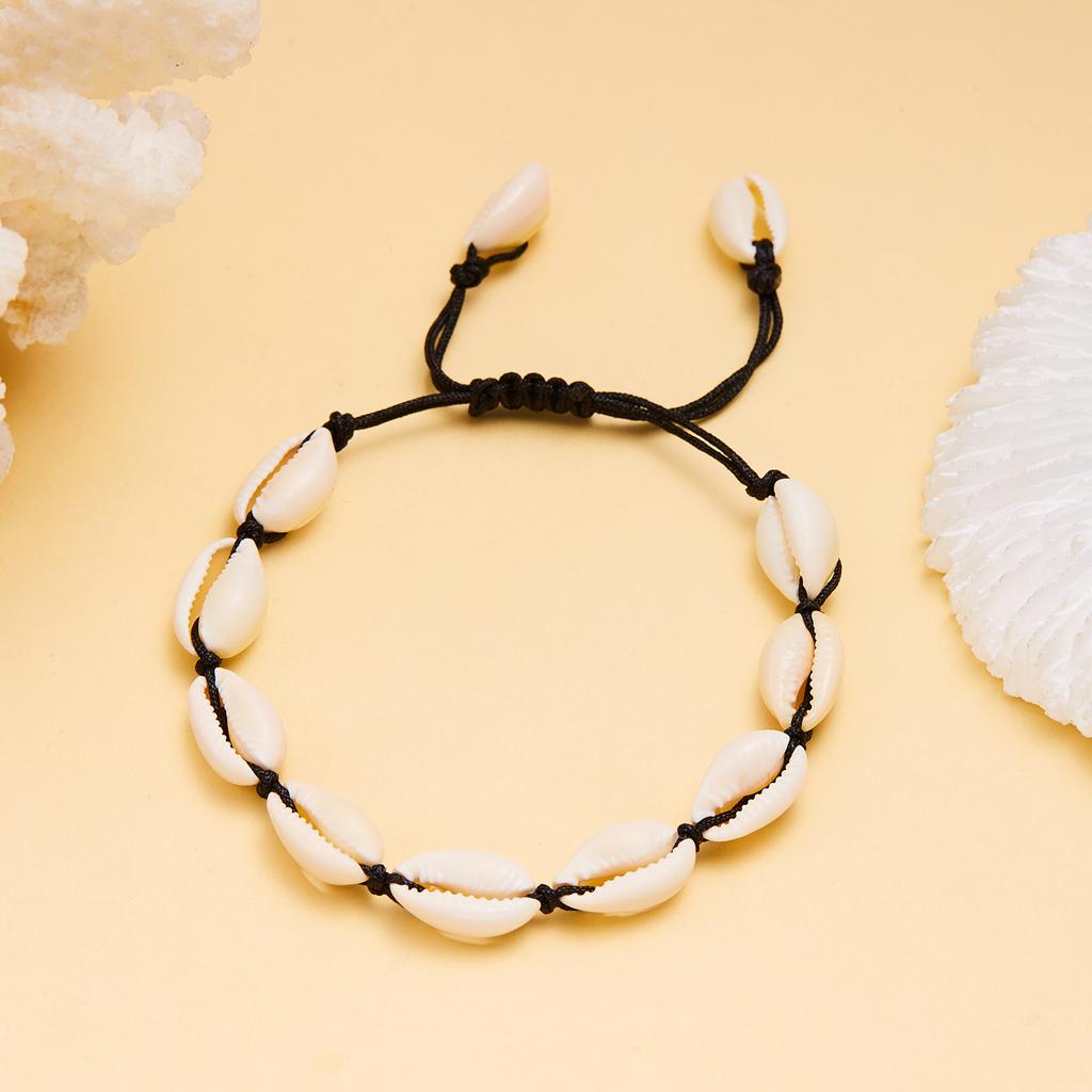 Bohemian Cowrie Shell Surfer Bracelet for Women Handmade Woven Rope Adjustable Macrame Hand Chain Summer Beach Jewelry