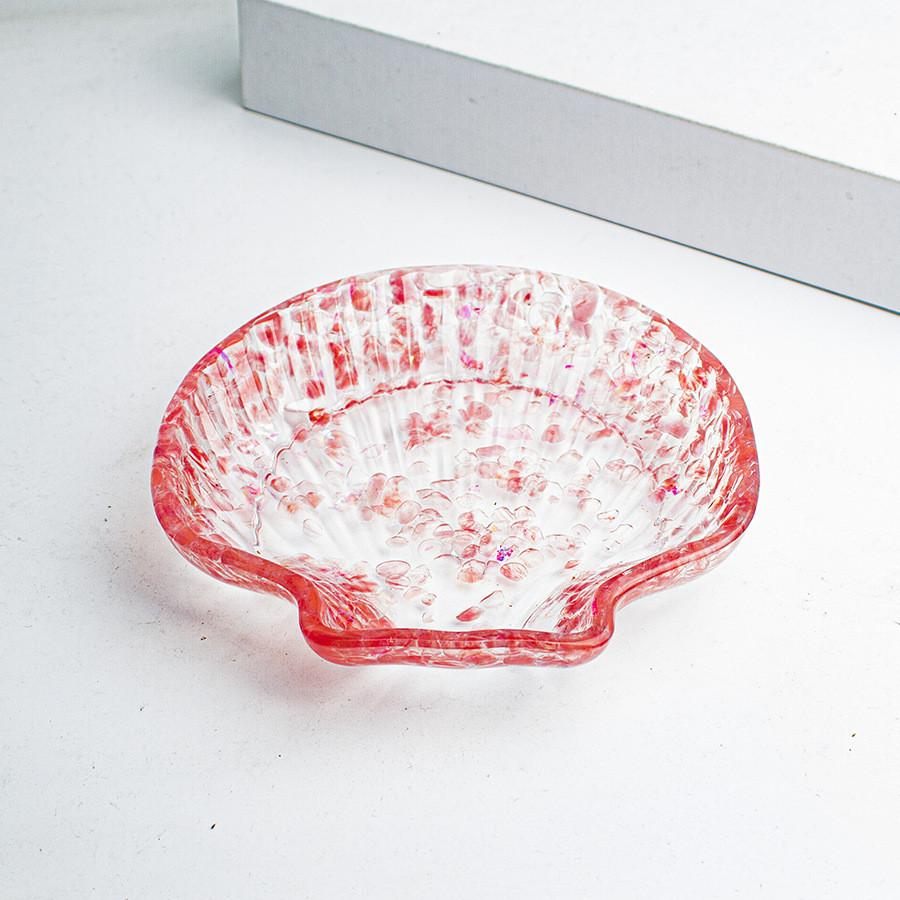 Natural Crystal Chips Resin Shell Storage Box Home Decor Geometric Design For Living Room