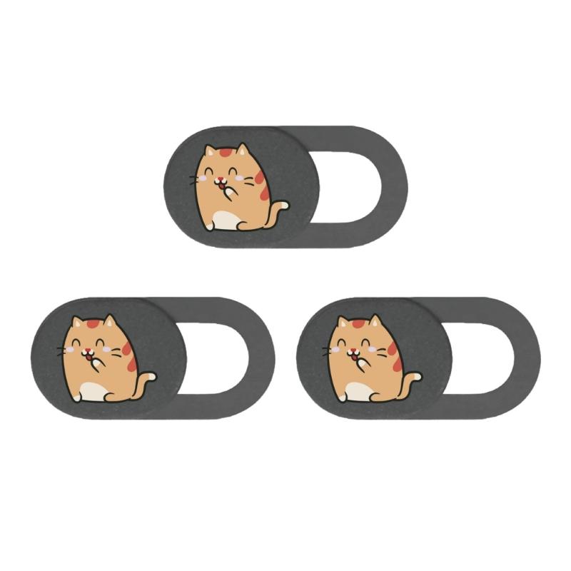 3pcs Cartoon Kitten Camera Cover Webcam Cover Slide Universal Web Camera Phone Camera Cover Protect Your Security