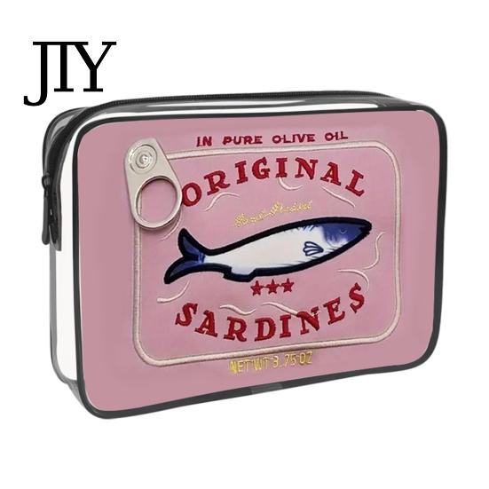 Retro-Fischdosen-Design Kosmetiktasche Sardinen Kosmetiktasche, durchsichtige wasserdichte Tasche, Reißverschluss Transparente Reise-Aufbewahrungstasche Verschluss Toilettenartikel für Damen