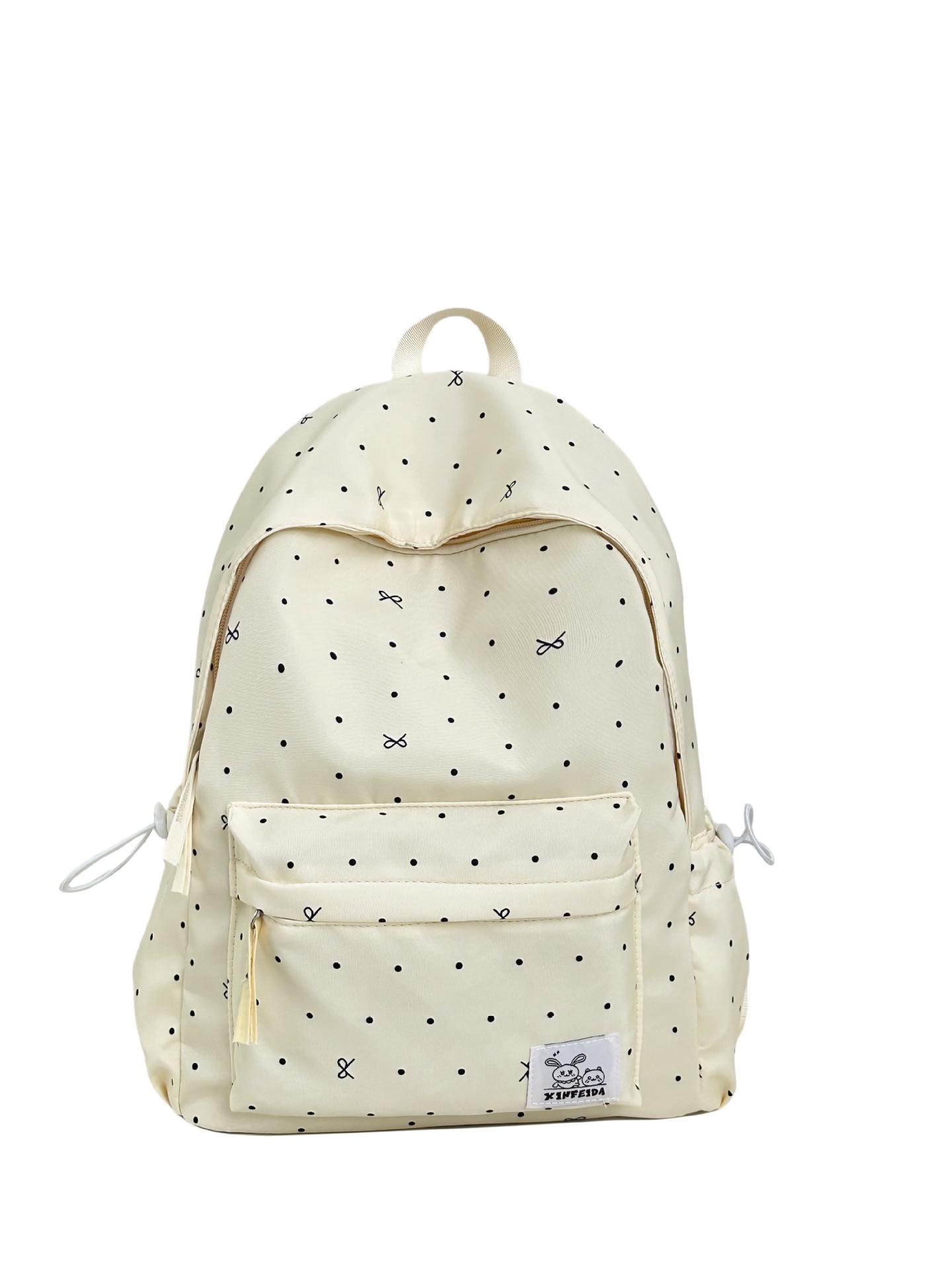 

2025 Polka Dot Bow Backpack for Stylish Schoolgirls - Versatile and Girly Design for Middle and High School Students Without pendant білий