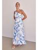 In Stock: Elegant One-Shoulder Strap Dress with Print - Summer Collection
