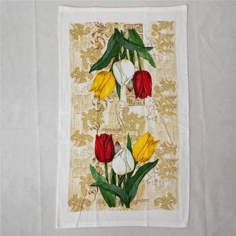 1Pc 38x63cm Colorful Flower Printed Cotton Tea Towel Kitchen Dishcloth Water Absorption Household Cleaning Cloth