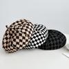 Hat Women's Fashionable and Versatile Houndstooth Beret Women's Early Autumn Face Showing Little Painter's Hat Simple Temperament Pumpkin Hat