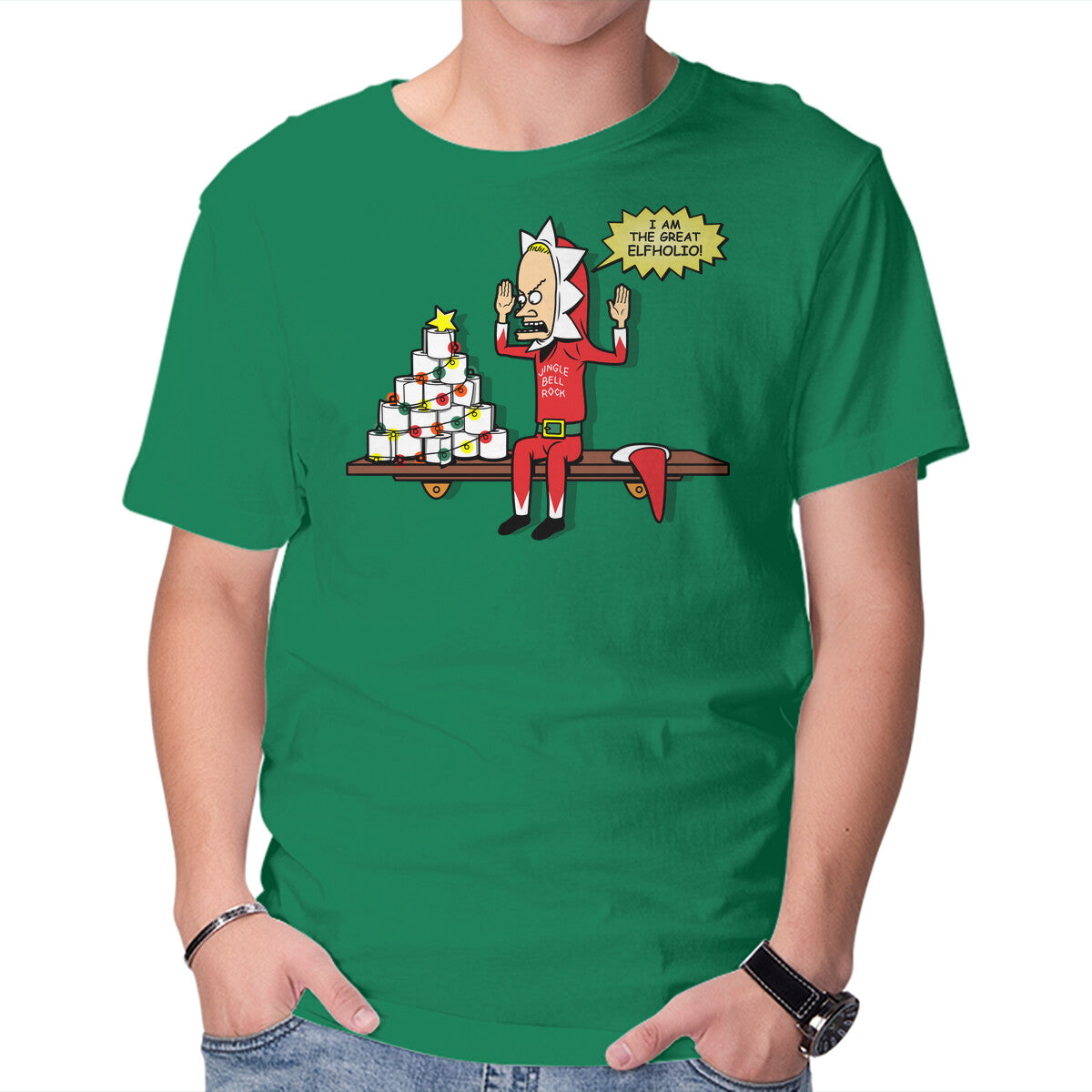 Unisex Crew Neck T-Shirt The Great Elfholio Graphic Short Sleeve Casual Tee M