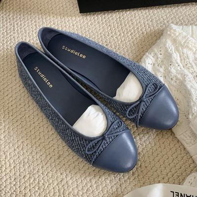 Autumn Fashion Flat Shoes Women Round Toe Splicing Bowknot Sweet Single Shoes Casual Shallow Comfort Legant Footwear Female