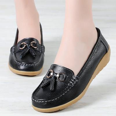 Damen Ballerinas Mode Keilabsatz Echtleder Ballerinas Damen Slipper Krankenschuhe Mokassins Atmungsaktive Schuhe Damen Übergröße