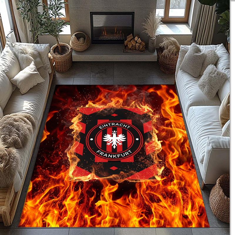 Eintracht Frankfurt Football Print Crystal Velvet Rug, Comfortable Water Absorbent Non Slip Indoor Floor Carpet