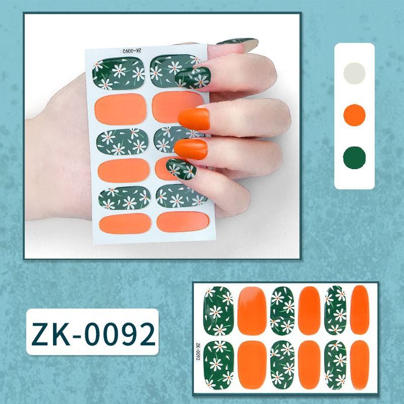 12-finger White No-Bake Nail Decal Fully Coated with Waterproof Long-lasting Nail Patch Simple Wind Nail Polish Adhesive