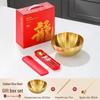 Triceratops Gold Stainless Steel 3-Piece Rice Bowl Gift Set