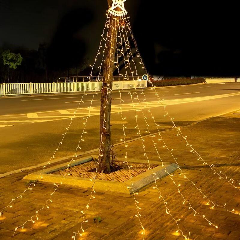 Outdoor Solar Star Waterfall String Lights