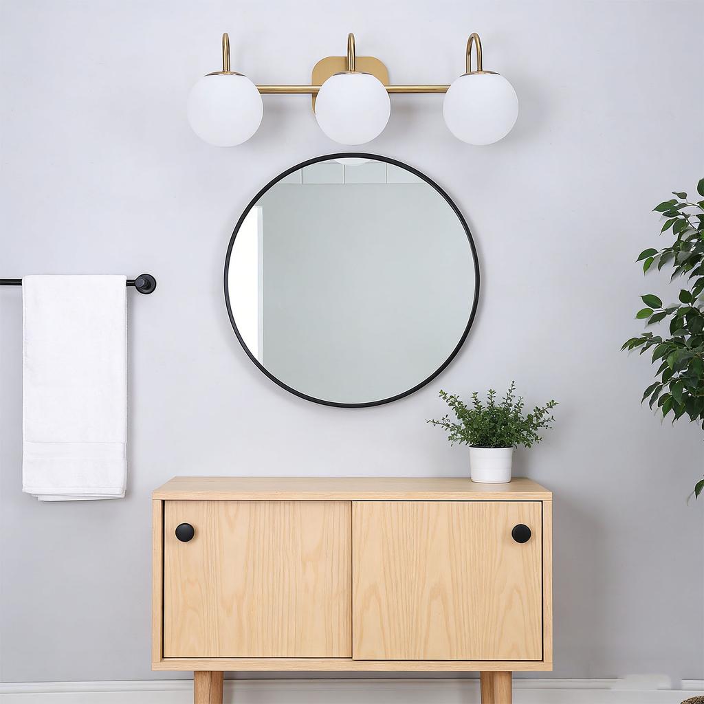 Bathroom Vanity Light Over Mirror Vintage LED 3 Light Bathroom Light Fixtures with Frosted Glass Lampshades for Living Room Hallway