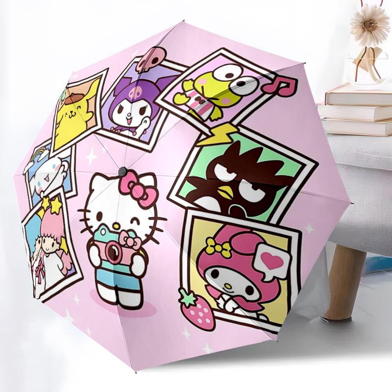 

1pc Hello Kitty & Friends Polaroid Photo Frame Umbrella - Automatic Opening/Closing, Portable 3-Fold Design, 8-Rib Iron Frame Outdoor Umbrella, Perfec