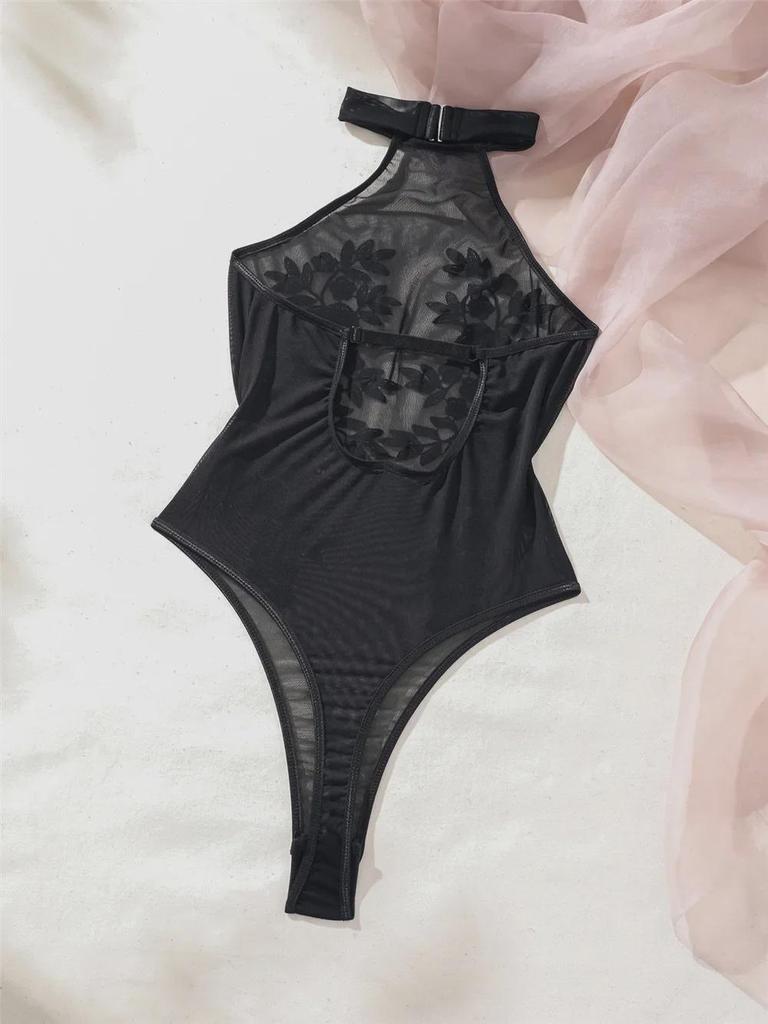 Sexy Water-Soluble Flower Lace Jumpsuit - Slim Fit