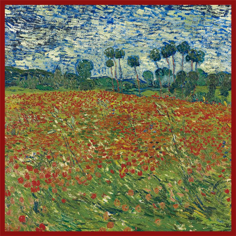 Silk Scarf Women Paintings Series Square Scarves Head Echarpes Silk Foulards Femme Wraps Beach Shawls Bandana Lady Hijabs 90CM