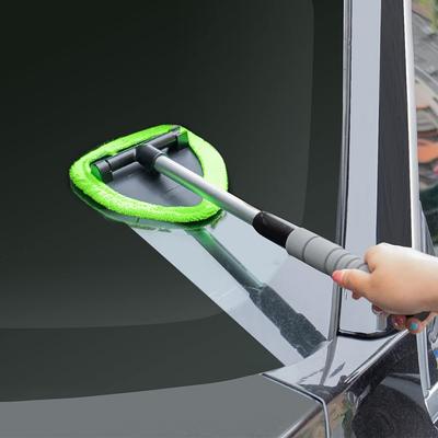 Windshield Cleaner with 2 Microfiber Pads Windshield Washer Brush Extendable Handle Windshield Wiper Cleaner for Car & Home Use