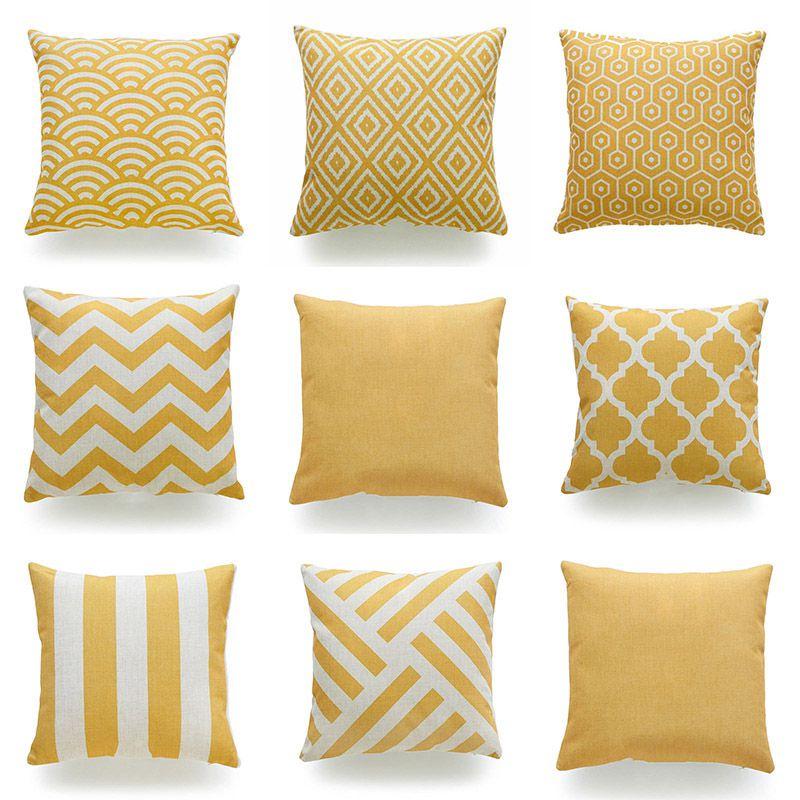 Luxurious Mustard Yellow Geometric Pillow Case For Fall And Autumn Decor