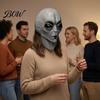 Detailed Alien Cosplay Accessory Halloween Grey Mask, Latex Full Head UFO Mask with Big Adult Costume Eyes, Soft Sci Fi Party Prop for Adults,