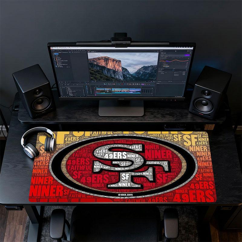 49ers logo Mouse Pad, Large Gaming Desk Mat, Non-slip XXL Mousepad for Laptop & Tablet, Mini PC Playmat with Stitched Edges