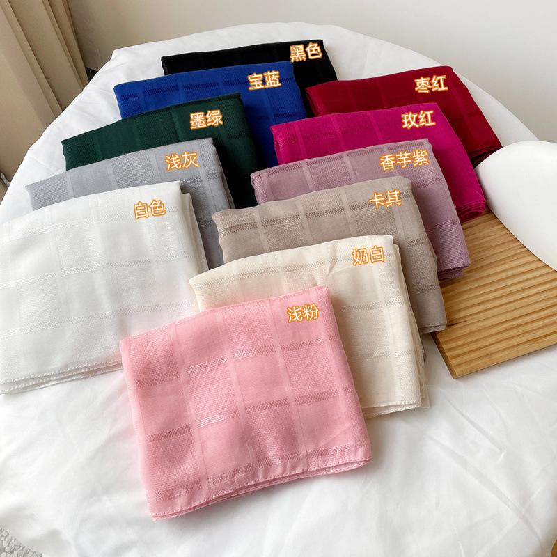 Solid Color Scarf for Women  European and American Headscarf  Spring and Summer Black Medium-length Scarf  Long Shawl