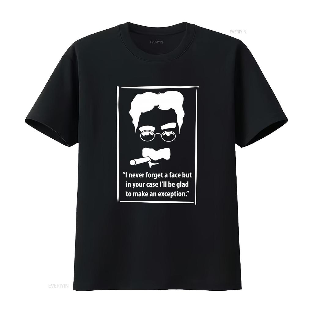 Groucho Marx Inspired Mens T Shirt with Never Forget a Face Quote Unique Design for Humor Lovers Vintage Washed Stylish