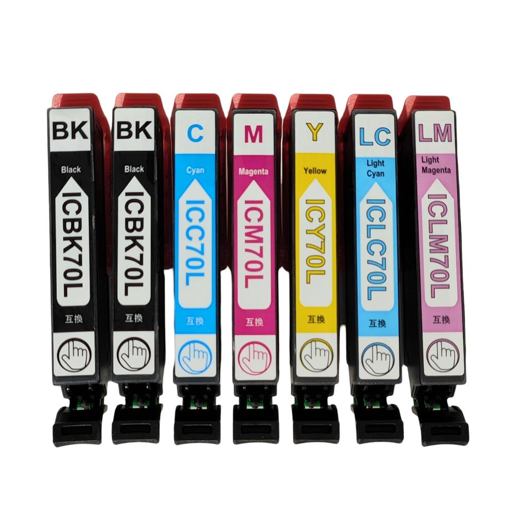 IC6CL70L 6 conjuntos para EPSON Tinta Compatível para Cartucho de Tinta Epson Compatível Chip EP IC instalado (cereja) cores, 7 peças (2 preto) modelos EP-315