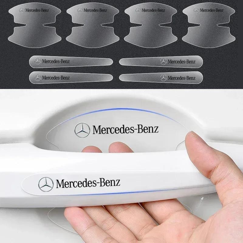 AABIH1 8Pcs Transparent Car Door Handle Bowl Decoration Badge Sticker for Mercedes Benz W211 W204 W210 W203 CLA GLA Auto Accessories