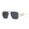 Fashion Retro Luxury Leopard Gradient Square Women Sunglasses Metal Frame Trendy Sunshade UV400