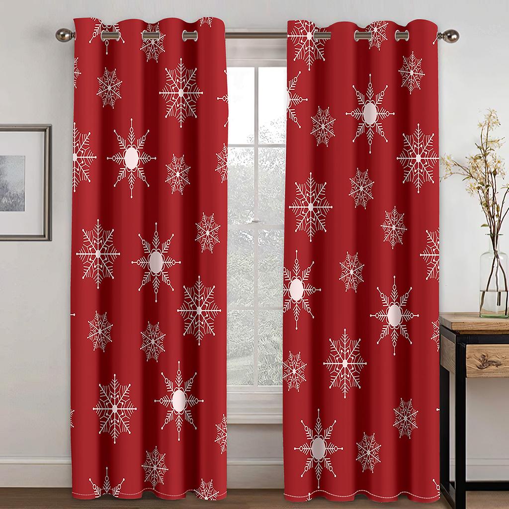 Cartoon Santa Claus Christmas Tree Red Green Window Curtains for Kids Bedroom Living Room Bathroom Kicthen Door Hall Home Decor