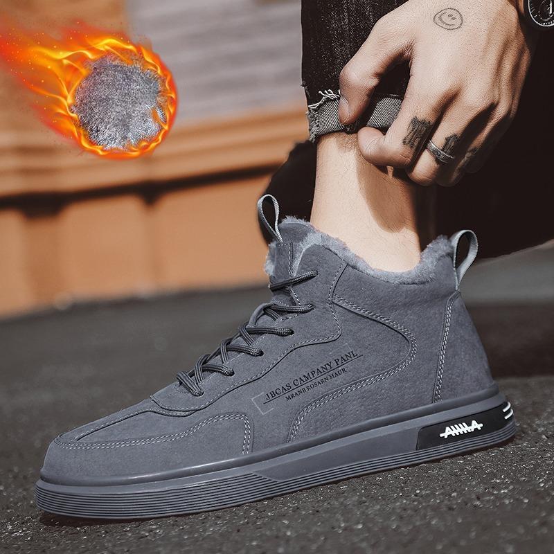 Neue Herrenstiefel Freizeitschuhe Herbst Winter Herren Arbeitsschuhe Warm und Fleece Rutschfest Abriebfest Outdoor Herrenstiefel